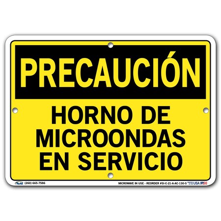 Vestil Aluminum Composite Sign, 7-1/2" Height, 10-1/2" Width, Aluminum Composite, Rectangle, Spanish SI-C-21-A-AC-130-S